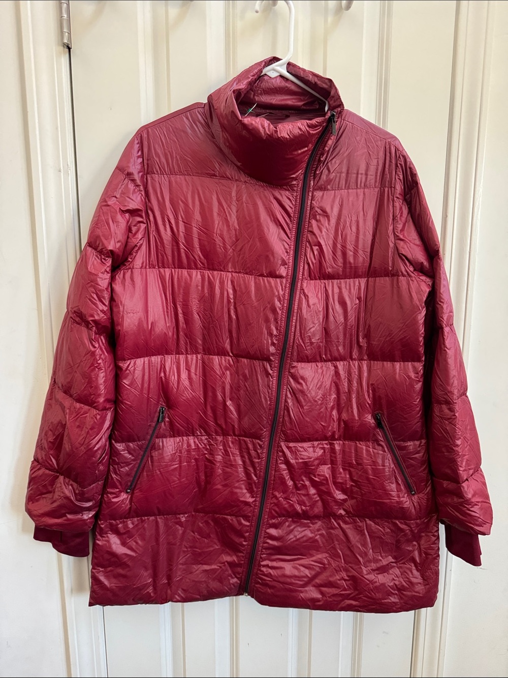 G by Giuliana Red Down Puffer Jacket w/ Asymmetrical Zip